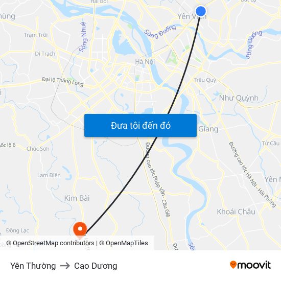 Yên Thường to Cao Dương map