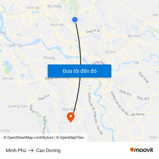 Minh Phú to Cao Dương map