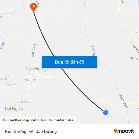 Kim Đường to Cao Dương map