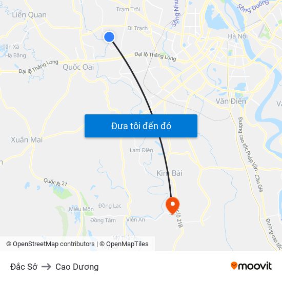 Đắc Sở to Cao Dương map