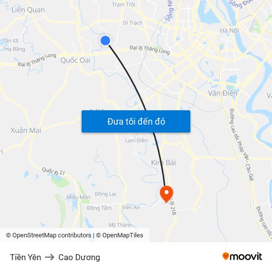 Tiền Yên to Cao Dương map
