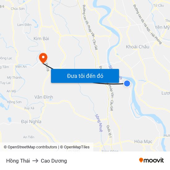 Hồng Thái to Cao Dương map