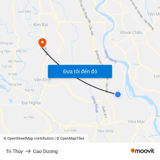 Tri Thủy to Cao Dương map