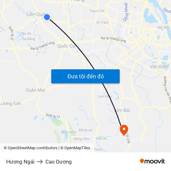 Hương Ngải to Cao Dương map