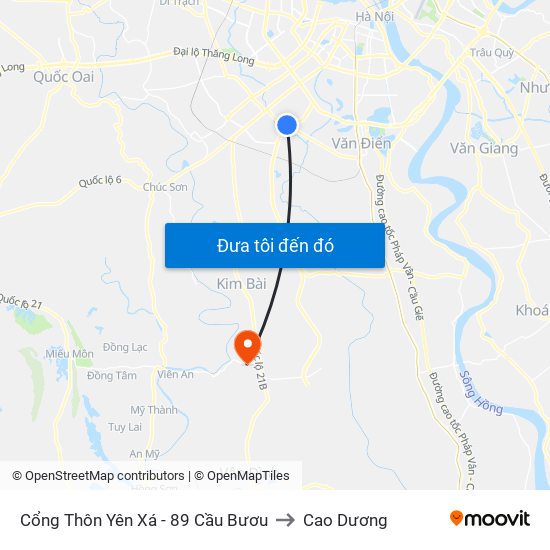Cổng Thôn Yên Xá - 89 Cầu Bươu to Cao Dương map