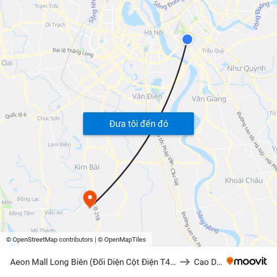 Aeon Mall Long Biên (Đối Diện Cột Điện T4a/2a-B Đường Cổ Linh) to Cao Dương map