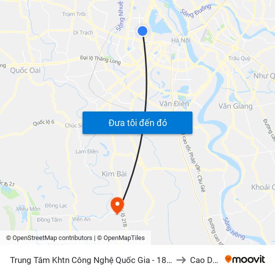 Trung Tâm Khtn Công Nghệ Quốc Gia - 18 Hoàng Quốc Việt to Cao Dương map