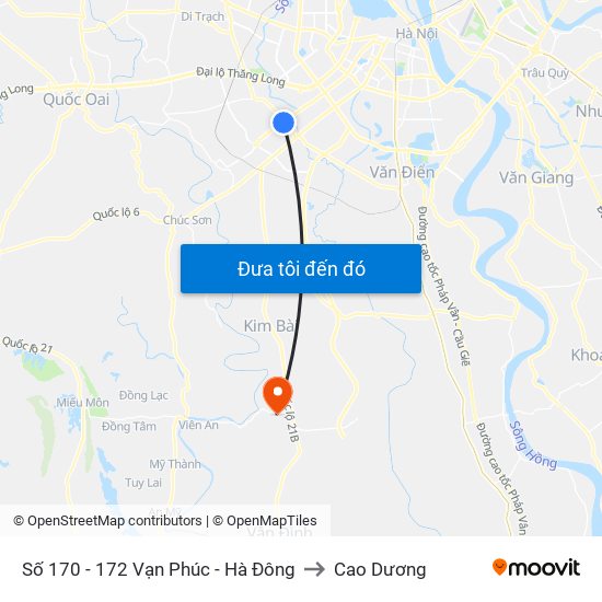 Số 170 - 172 Vạn Phúc - Hà Đông to Cao Dương map