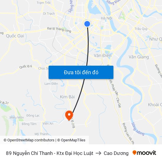89 Nguyễn Chí Thanh - Ktx Đại Học Luật to Cao Dương map