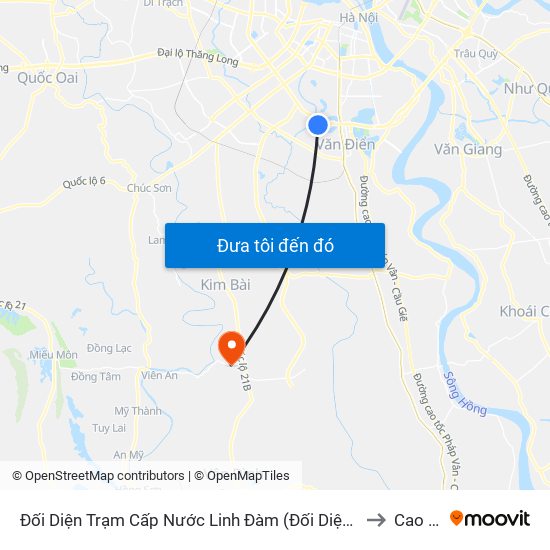 Đối Diện Trạm Cấp Nước Linh Đàm (Đối Diện Chung Cư Hh1c) - Nguyễn Hữu Thọ to Cao Dương map