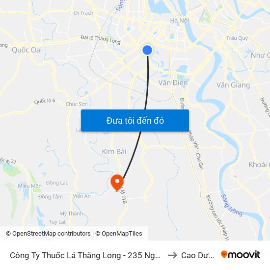 Công Ty Thuốc Lá Thăng Long - 235 Nguyễn Trãi to Cao Dương map