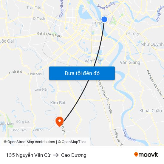 135 Nguyễn Văn Cừ to Cao Dương map