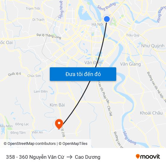 358 - 360 Nguyễn Văn Cừ to Cao Dương map