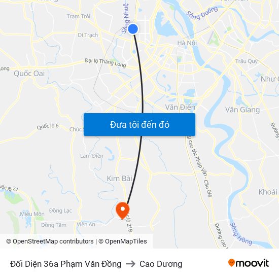 Đối Diện 36a Phạm Văn Đồng to Cao Dương map