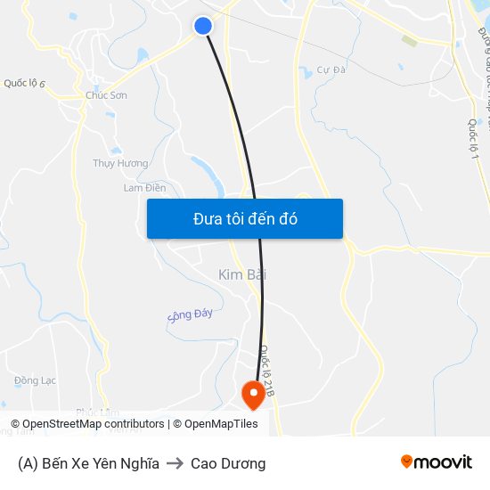 (A) Bến Xe Yên Nghĩa to Cao Dương map