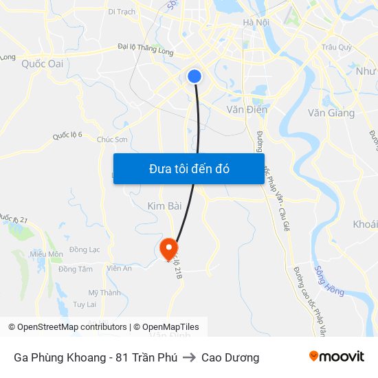 Ga Phùng Khoang - 81 Trần Phú to Cao Dương map