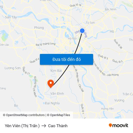 Yên Viên (Thị Trấn ) to Cao Thành map