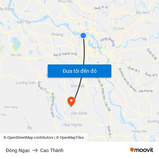 Đông Ngạc to Cao Thành map