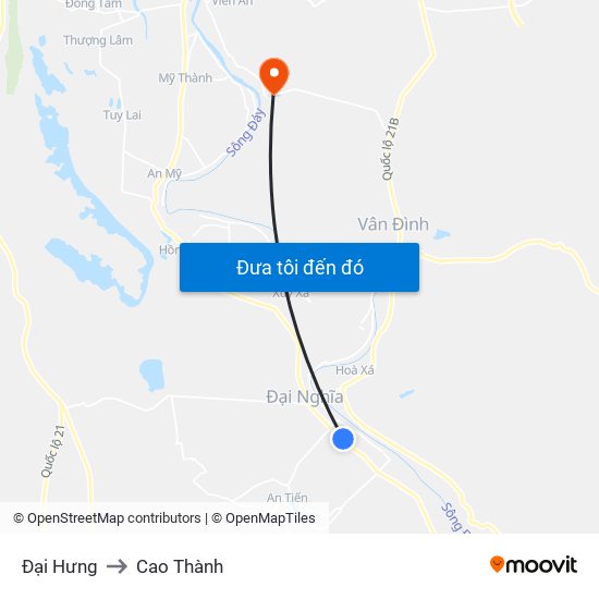 Đại Hưng to Cao Thành map