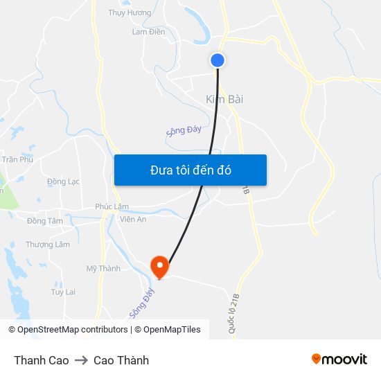 Thanh Cao to Cao Thành map