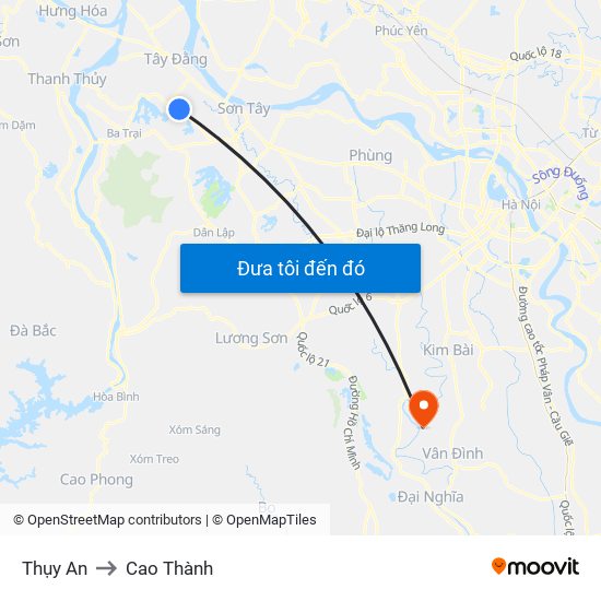 Thụy An to Cao Thành map