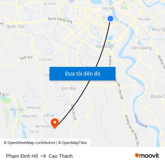 Phạm Đình Hổ to Cao Thành map