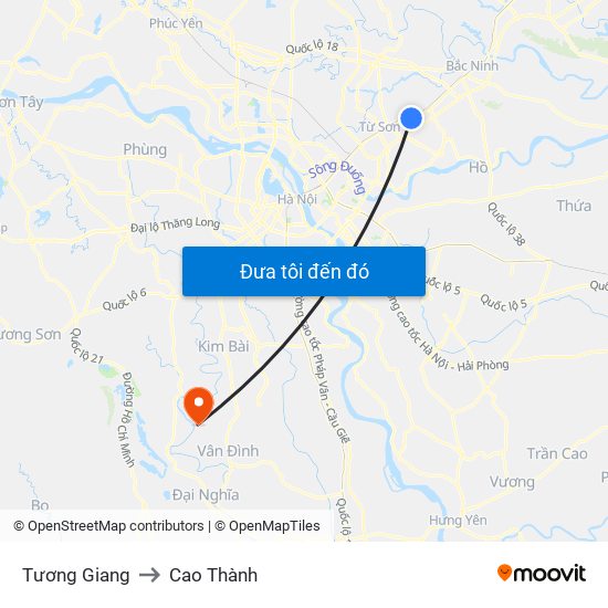 Tương Giang to Cao Thành map