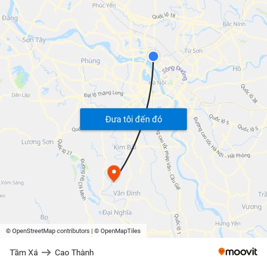 Tầm Xá to Cao Thành map