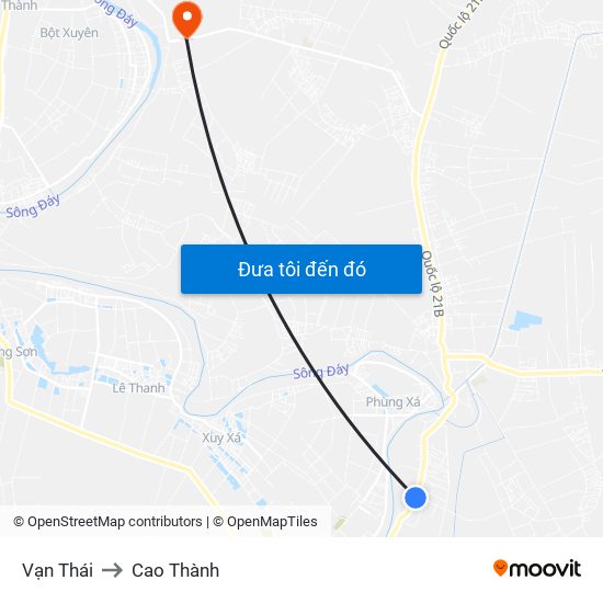 Vạn Thái to Cao Thành map