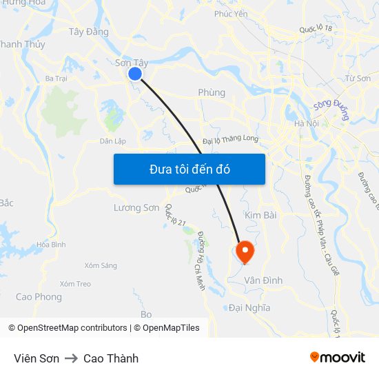 Viên Sơn to Cao Thành map