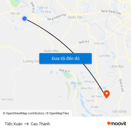 Tiến Xuân to Cao Thành map