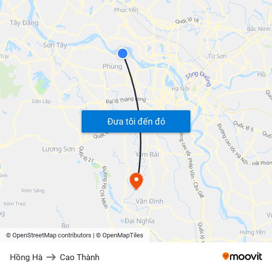 Hồng Hà to Cao Thành map