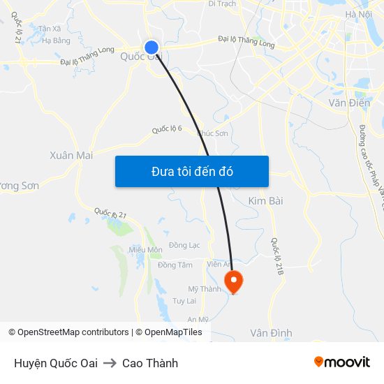 Huyện Quốc Oai to Cao Thành map