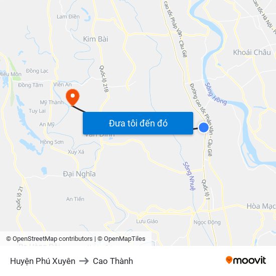 Huyện Phú Xuyên to Cao Thành map