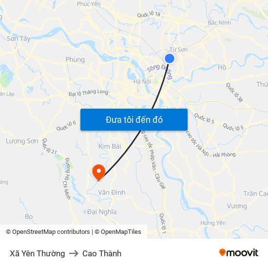 Xã Yên Thường to Cao Thành map