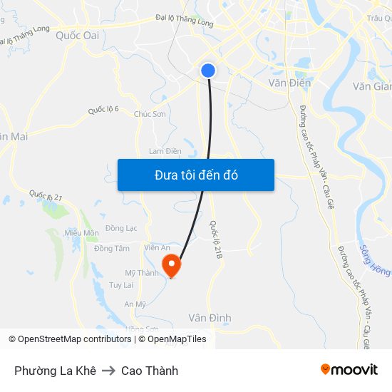 Phường La Khê to Cao Thành map