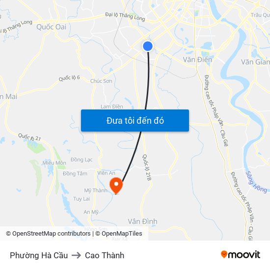 Phường Hà Cầu to Cao Thành map
