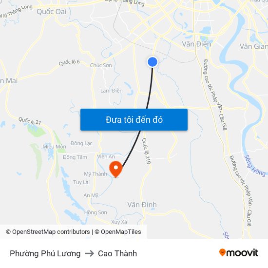 Phường Phú Lương to Cao Thành map