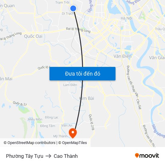 Phường Tây Tựu to Cao Thành map