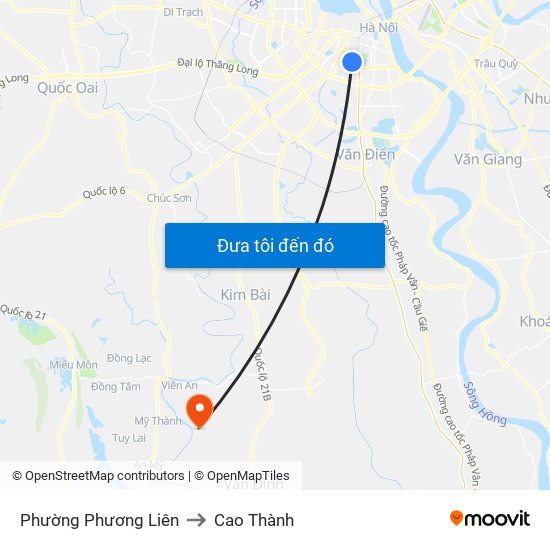 Phường Phương Liên to Cao Thành map