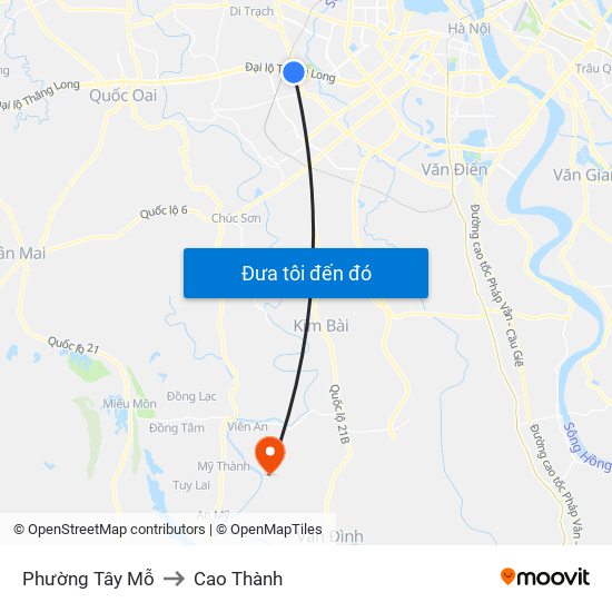 Phường Tây Mỗ to Cao Thành map