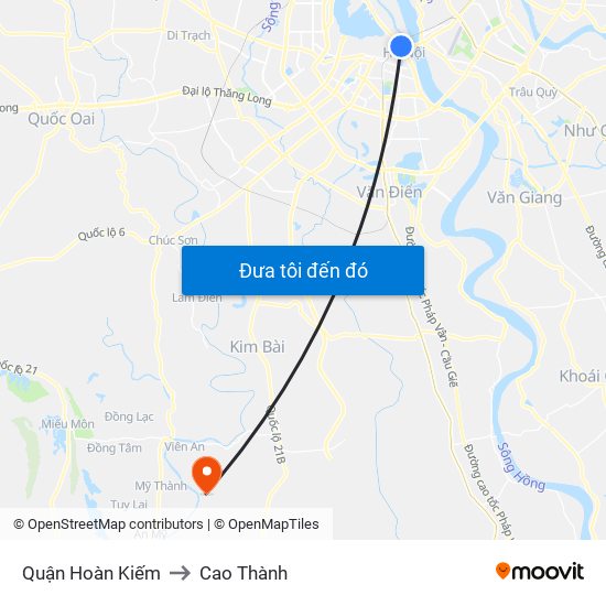 Quận Hoàn Kiếm to Cao Thành map