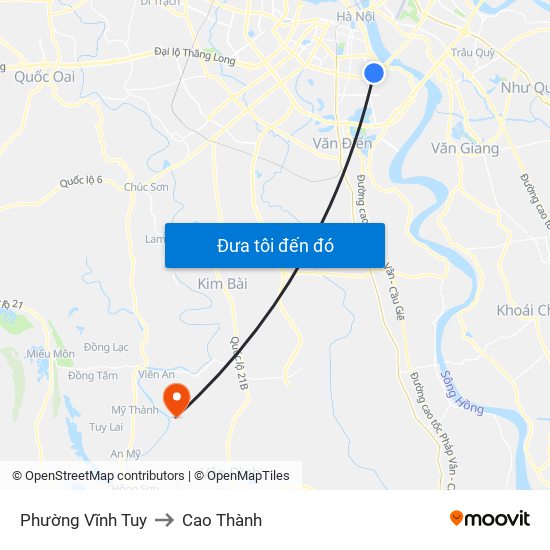 Phường Vĩnh Tuy to Cao Thành map