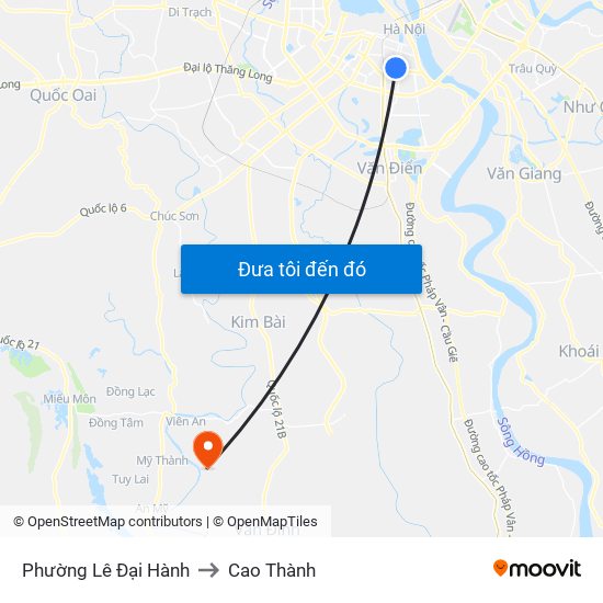 Phường Lê Đại Hành to Cao Thành map