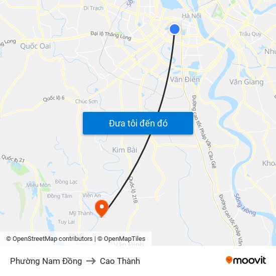 Phường Nam Đồng to Cao Thành map