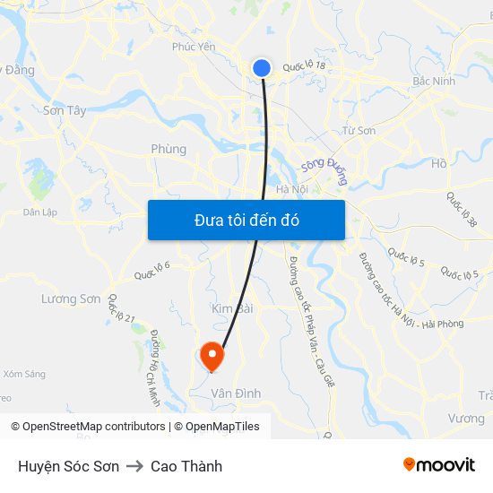 Huyện Sóc Sơn to Cao Thành map