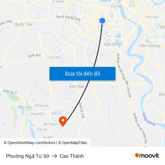 Phường Ngã Tư Sở to Cao Thành map