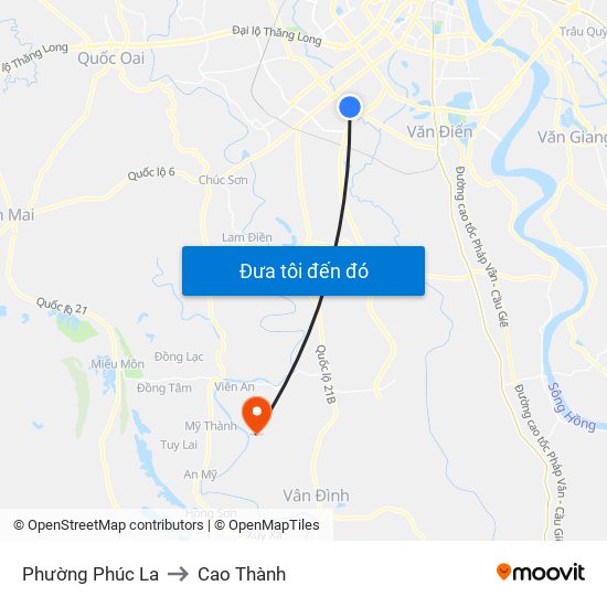 Phường Phúc La to Cao Thành map