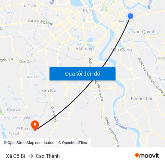 Xã Cổ Bi to Cao Thành map