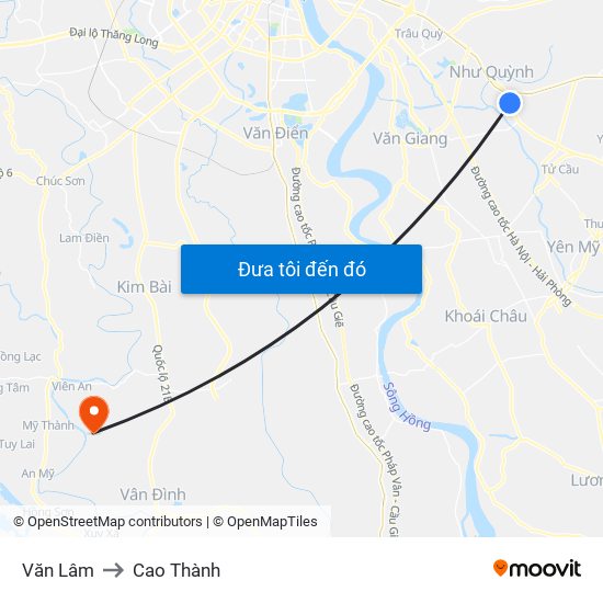 Văn Lâm to Cao Thành map